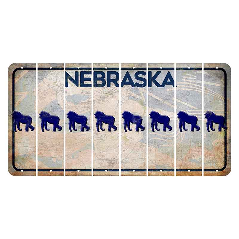 Nebraska Genius of Creative Energy Cut License Plate Strips (Set of 8) Gorilla