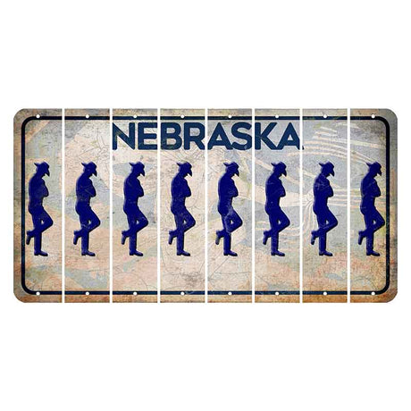 Nebraska Genius of Creative Energy Cut License Plate Strips (Set of 8) Cowboy - Leaning