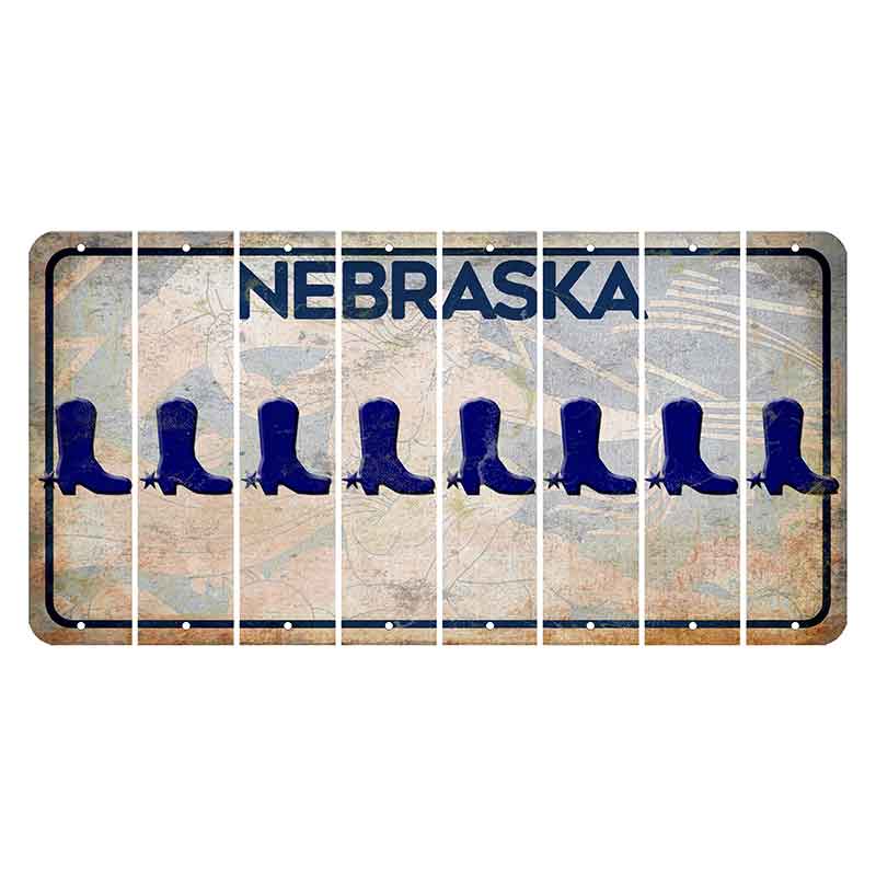 Nebraska Genius of Creative Energy Cut License Plate Strips (Set of 8) Cowboy Boot