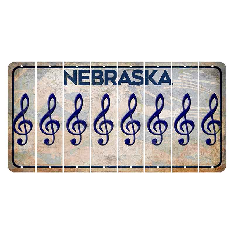 Nebraska Genius of Creative Energy Cut License Plate Strips (Set of 8) Music Note