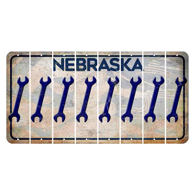 Nebraska Genius of Creative Energy Cut License Plate Strips (Set of 8) Wrench