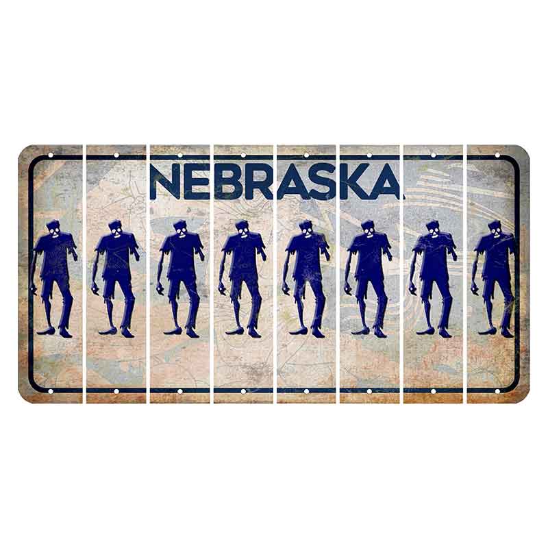 Nebraska Genius of Creative Energy Cut License Plate Strips (Set of 8) Zombie