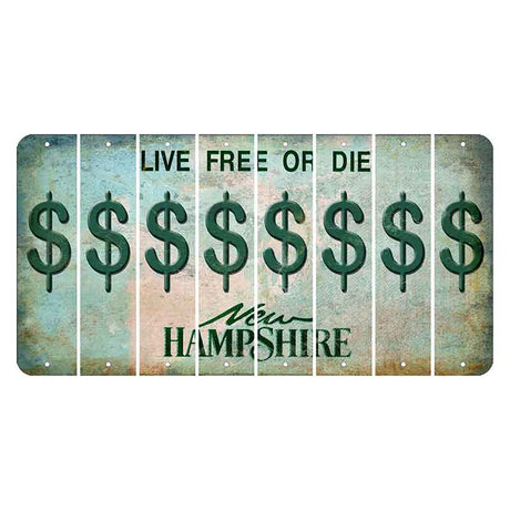 New Hampshire Cannon Mountain Cut License Plate Strips (Set of 8) Dollar Sign