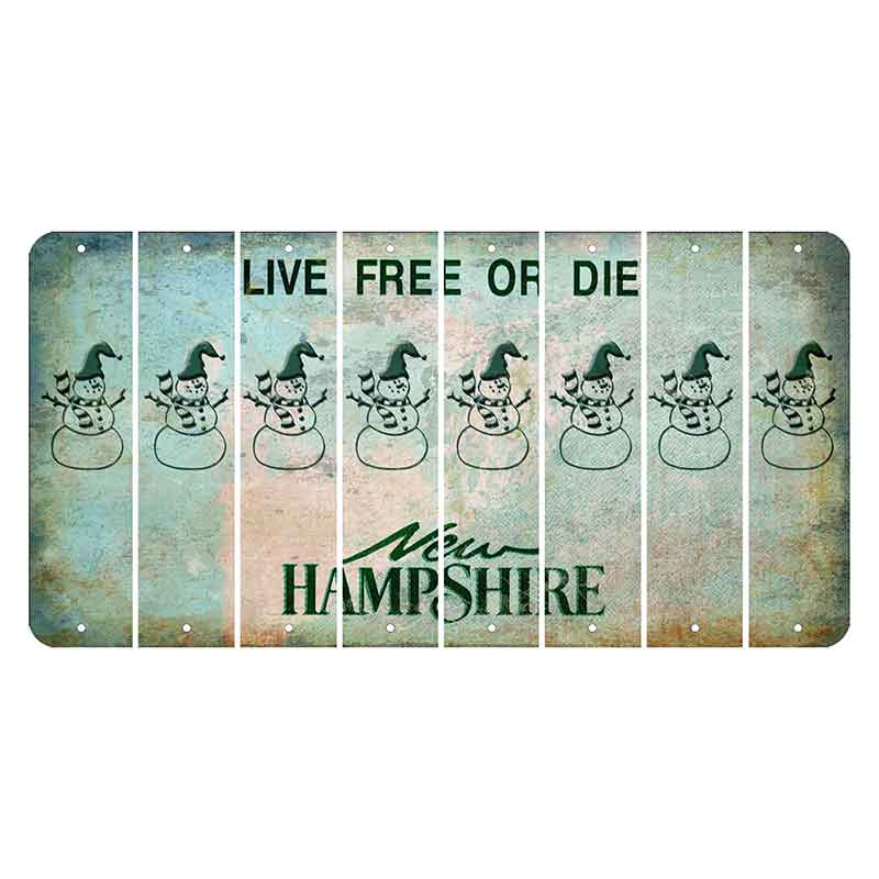 New Hampshire Cannon Mountain Cut License Plate Strips (Set of 8) Snowman