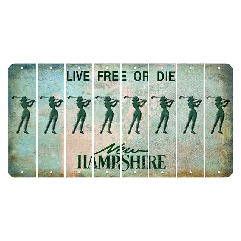 New Hampshire Cannon Mountain Cut License Plate Strips (Set of 8) Female Golfer