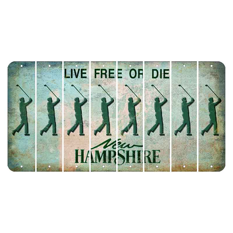 New Hampshire Cannon Mountain Cut License Plate Strips (Set of 8) Male Golfer