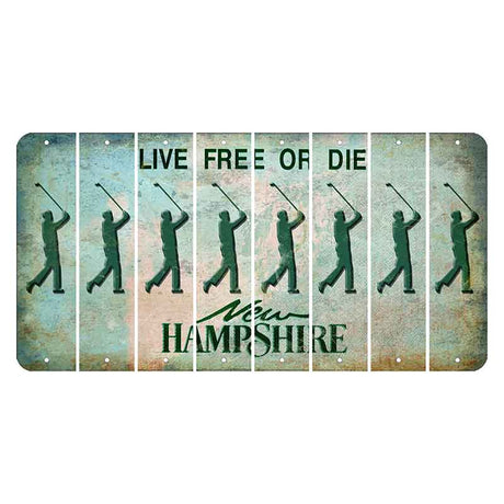 New Hampshire Cannon Mountain Cut License Plate Strips (Set of 8) Male Golfer