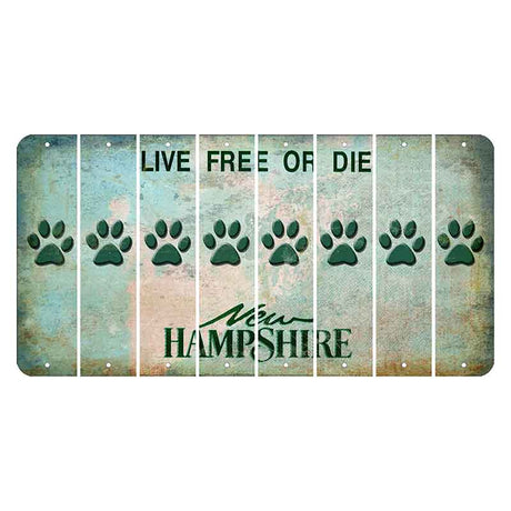 New Hampshire Cannon Mountain Cut License Plate Strips (Set of 8) Dog Paw