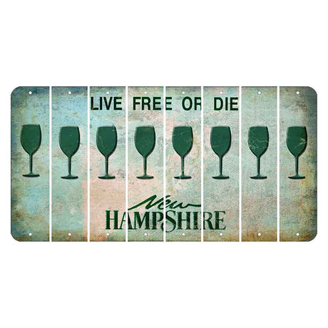 New Hampshire Cannon Mountain Cut License Plate Strips (Set of 8) Wine Glass