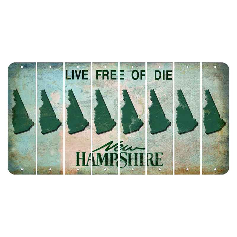 New Hampshire Cannon Mountain Cut License Plate Strips (Set of 8) State Silhouette