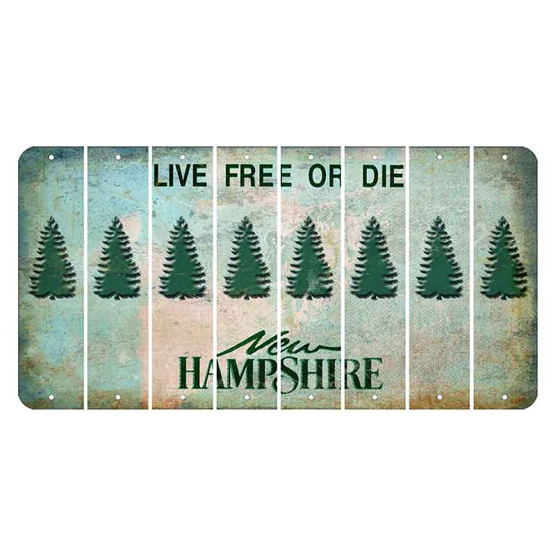 New Hampshire Cannon Mountain Cut License Plate Strips (Set of 8) Pine Tree