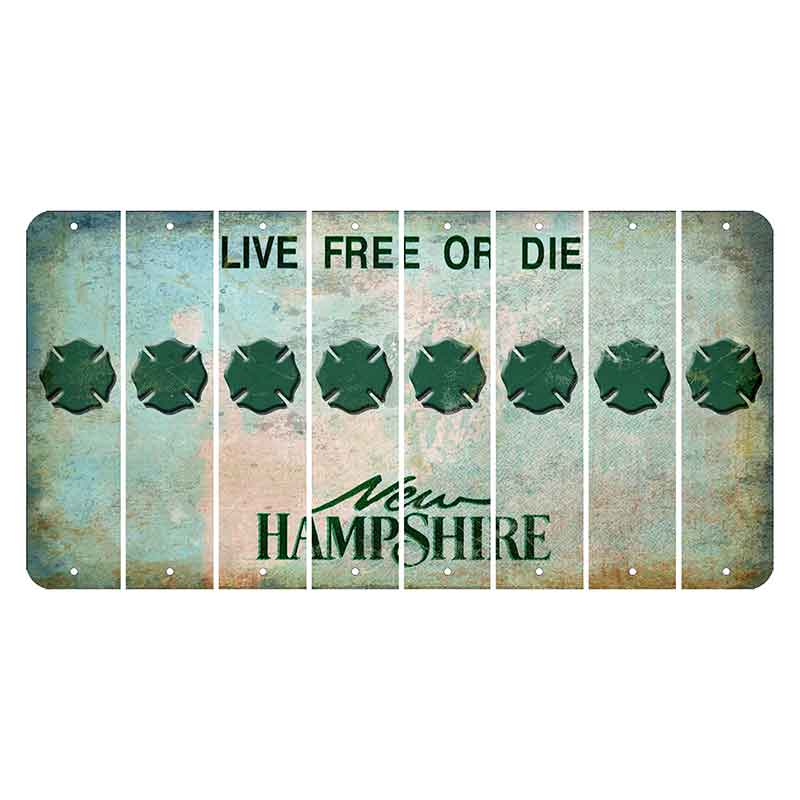 New Hampshire Cannon Mountain Cut License Plate Strips (Set of 8) Fire Badge