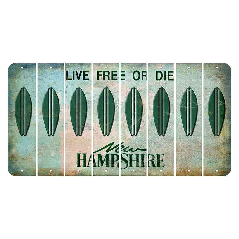 New Hampshire Cannon Mountain Cut License Plate Strips (Set of 8) Surfboard