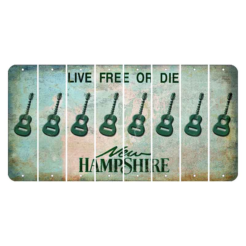 New Hampshire Cannon Mountain Cut License Plate Strips (Set of 8) Guitar