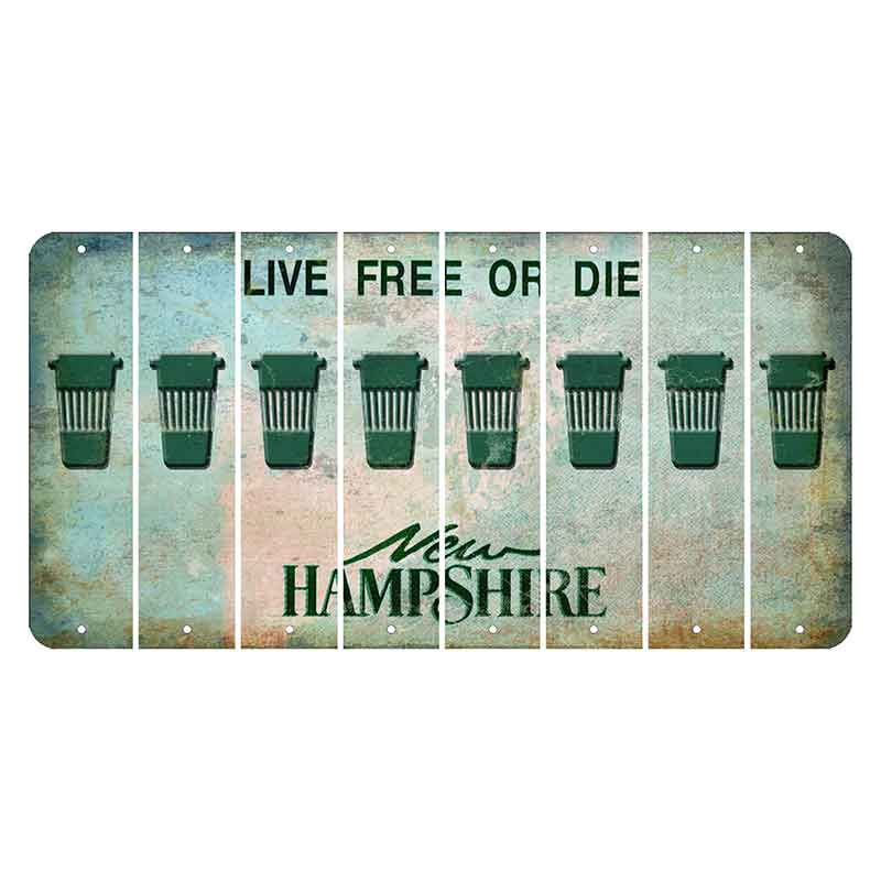 New Hampshire Cannon Mountain Cut License Plate Strips (Set of 8) Latte