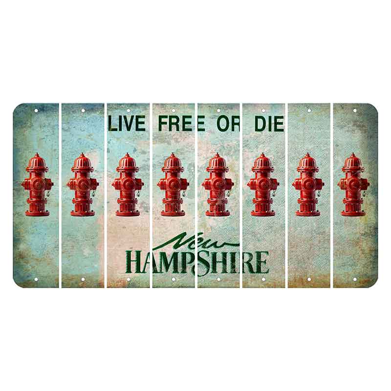 New Hampshire Cannon Mountain Cut License Plate Strips (Set of 8) Fire Hydrant