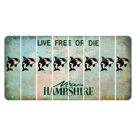 New Hampshire Cannon Mountain Cut License Plate Strips (Set of 8) Whale