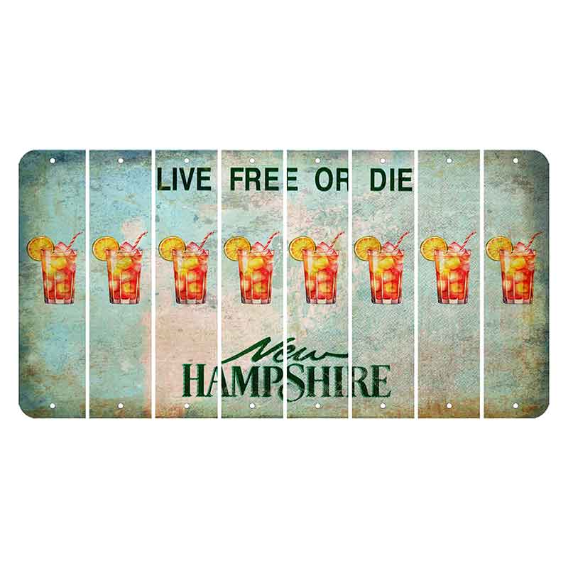 New Hampshire Cannon Mountain Cut License Plate Strips (Set of 8) Cocktail