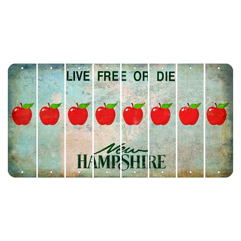 New Hampshire Cannon Mountain Cut License Plate Strips (Set of 8) Apple