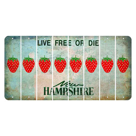 New Hampshire Cannon Mountain Cut License Plate Strips (Set of 8) Strawberry