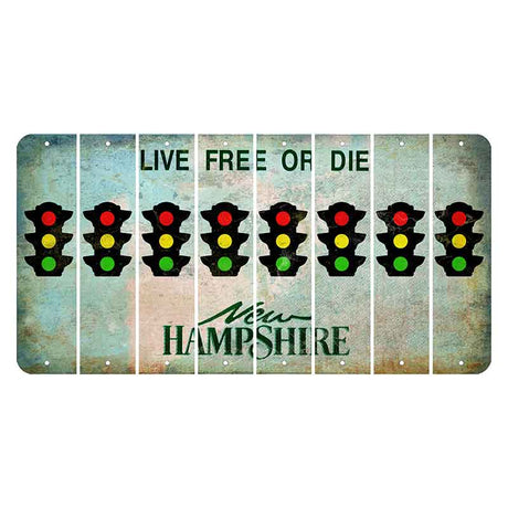 New Hampshire Cannon Mountain Cut License Plate Strips (Set of 8) Traffic Light