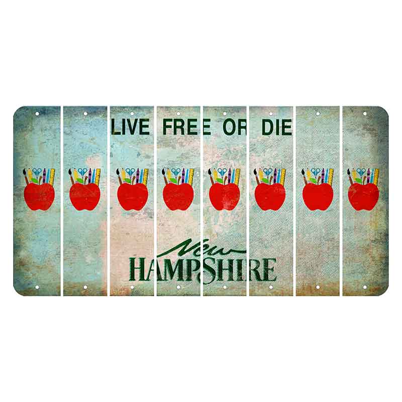 New Hampshire Cannon Mountain Cut License Plate Strips (Set of 8) Teacher Apple