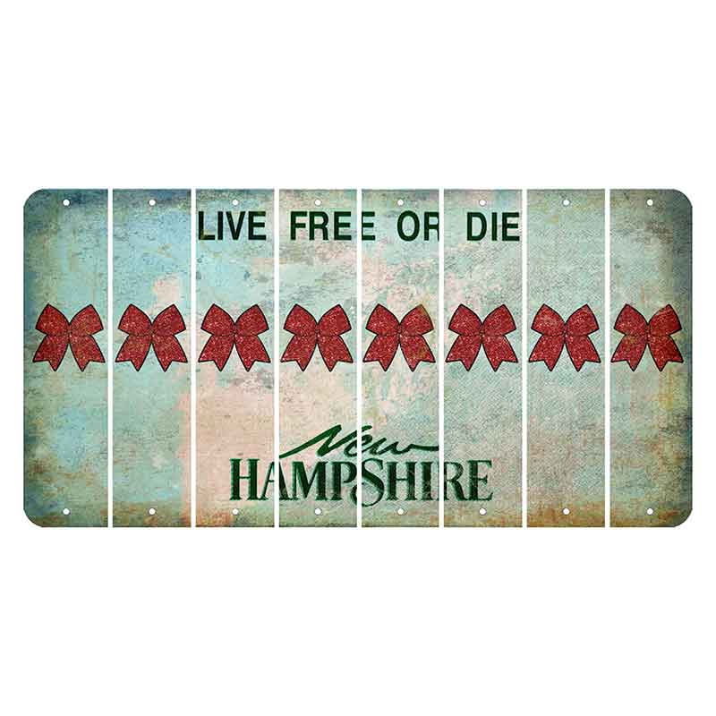 New Hampshire Cannon Mountain Cut License Plate Strips (Set of 8) Cheer Bow