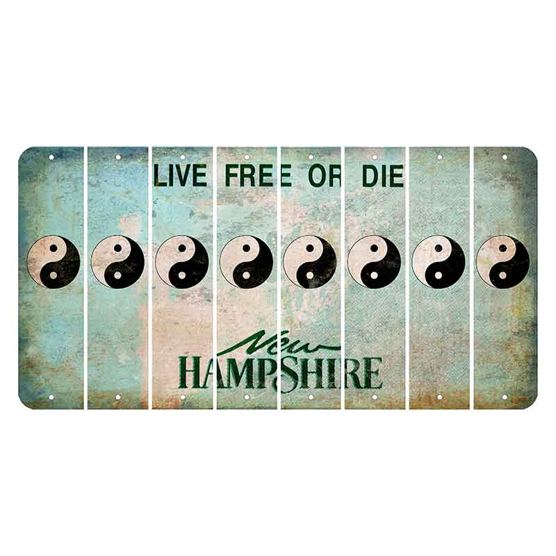 New Hampshire Cannon Mountain Cut License Plate Strips (Set of 8) Yin Yang