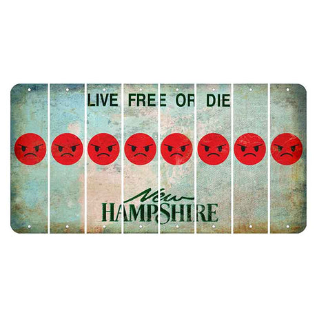 New Hampshire Cannon Mountain Cut License Plate Strips (Set of 8) Emoji - Angry