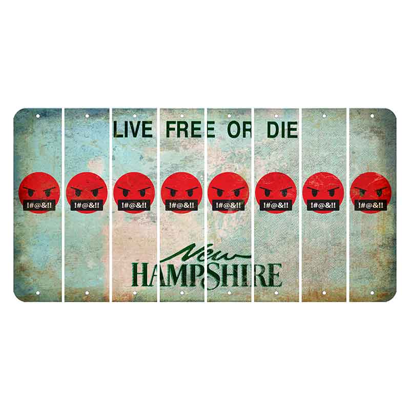 New Hampshire Cannon Mountain Cut License Plate Strips (Set of 8) Emoji - Pissed