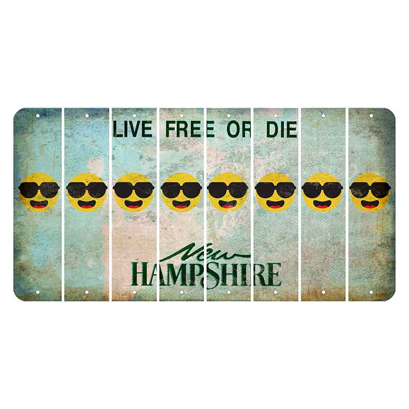 New Hampshire Cannon Mountain Cut License Plate Strips (Set of 8) Emoji - Shades