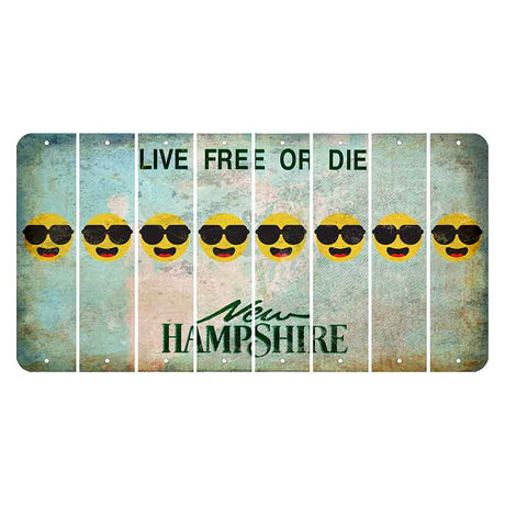 New Hampshire Cannon Mountain Cut License Plate Strips (Set of 8) Emoji - Shades