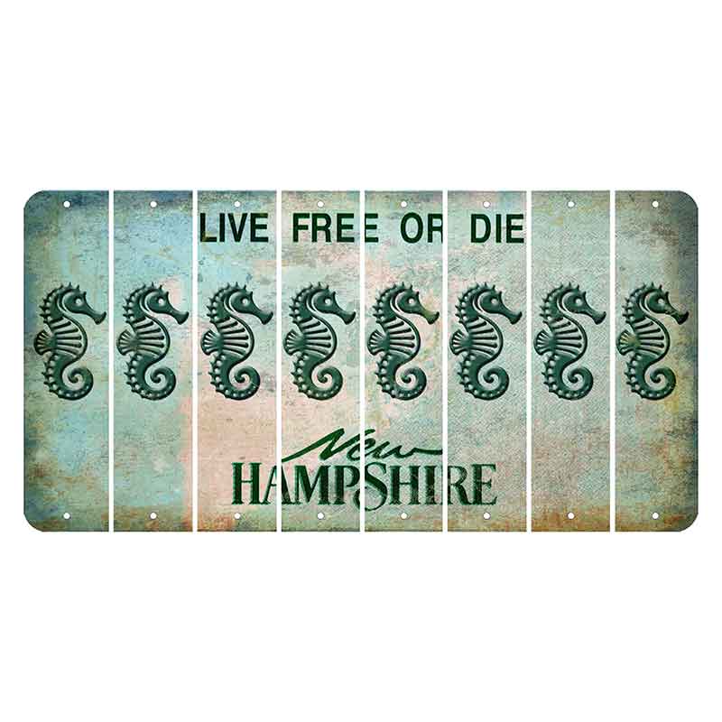 New Hampshire Cannon Mountain Cut License Plate Strips (Set of 8) Seahorse