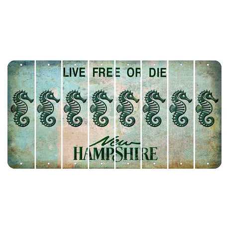 New Hampshire Cannon Mountain Cut License Plate Strips (Set of 8) Seahorse