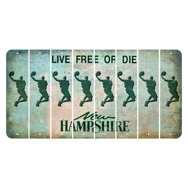 New Hampshire Cannon Mountain Cut License Plate Strips (Set of 8) Basketball Player