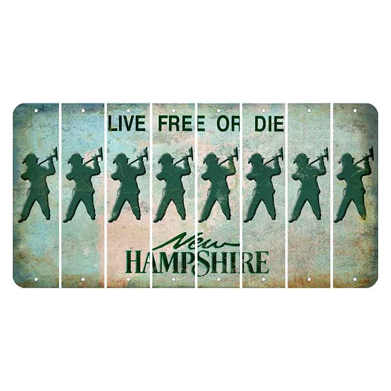 New Hampshire Cannon Mountain Cut License Plate Strips (Set of 8) Fireman with Axe