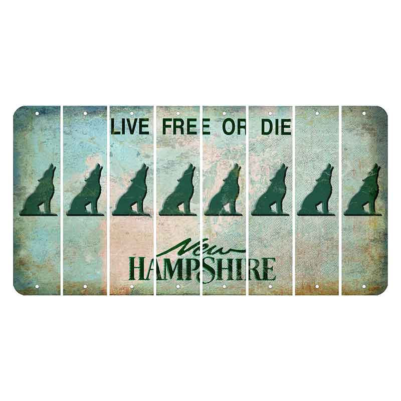 New Hampshire Cannon Mountain Cut License Plate Strips (Set of 8) Howling Wolf