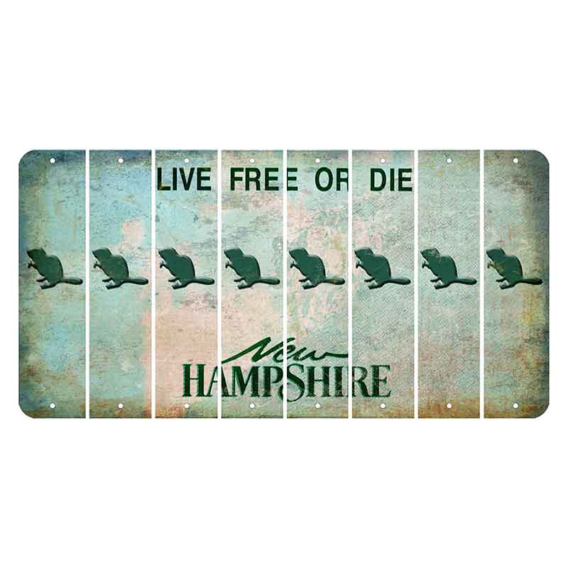 New Hampshire Cannon Mountain Cut License Plate Strips (Set of 8) Beaver