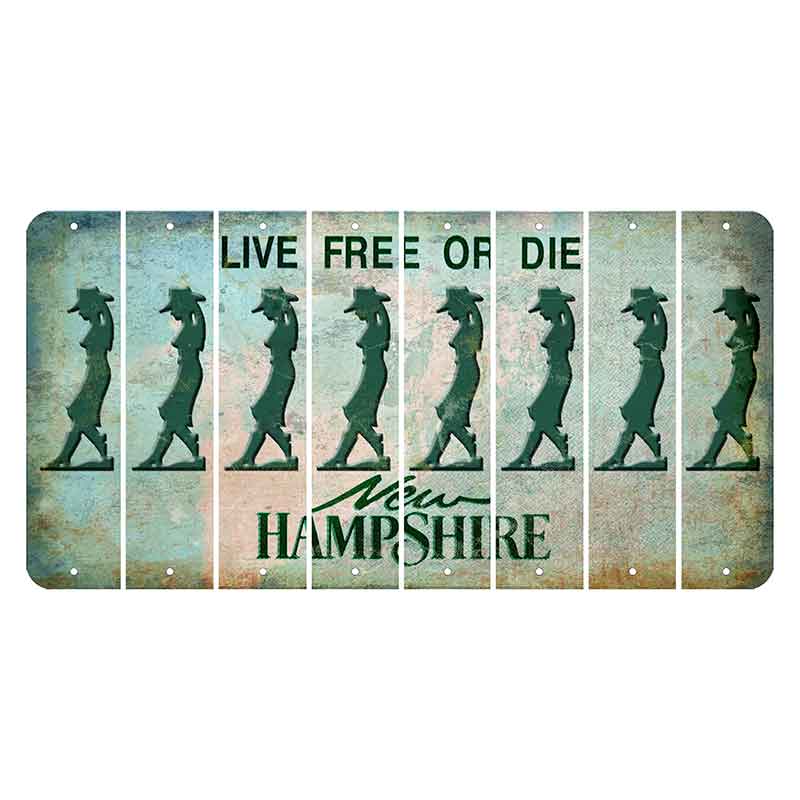 New Hampshire Cannon Mountain Cut License Plate Strips (Set of 8) Cowgirl - Leaning