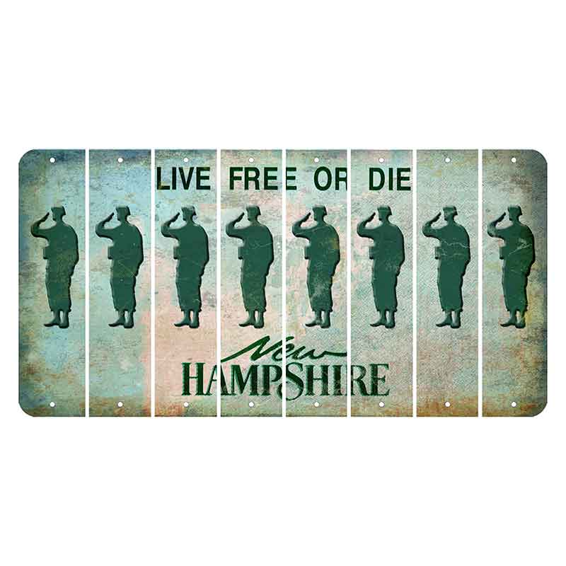 New Hampshire Cannon Mountain Cut License Plate Strips (Set of 8) Soldier - Saluting