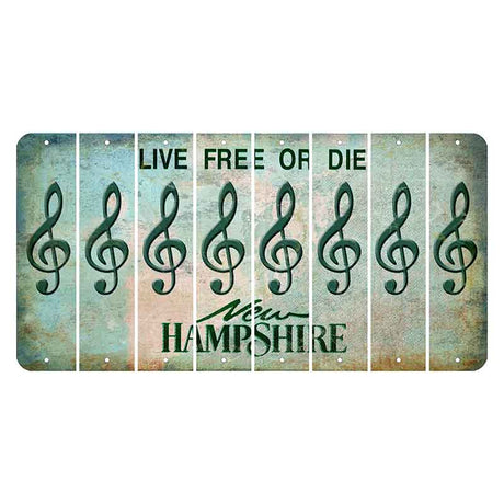 New Hampshire Cannon Mountain Cut License Plate Strips (Set of 8) Music Note