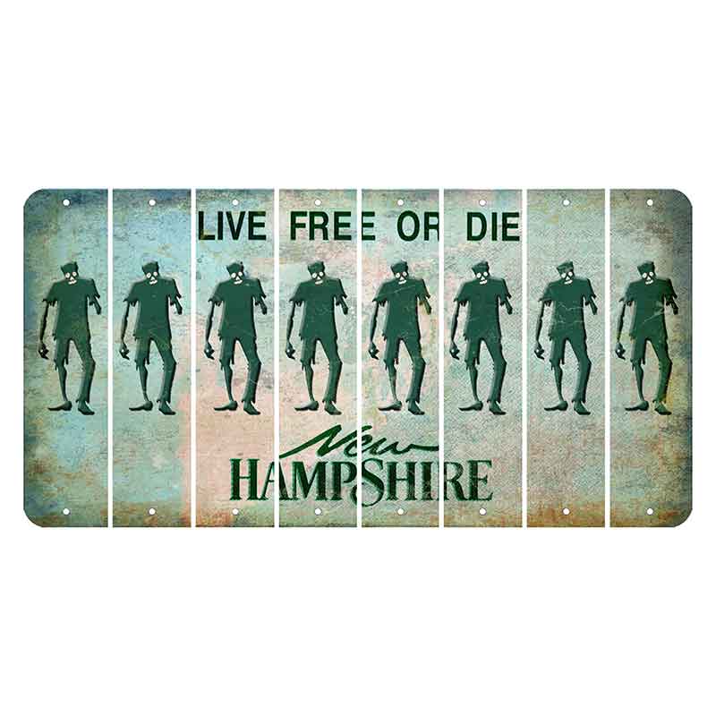 New Hampshire Cannon Mountain Cut License Plate Strips (Set of 8) Zombie