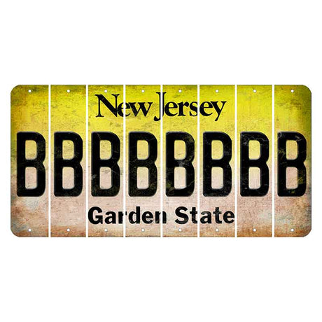 New Jersey Yellow Garden State Cut License Plate Strips (Set of 8) B