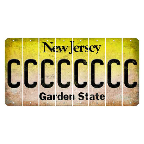 New Jersey Yellow Garden State Cut License Plate Strips (Set of 8) C