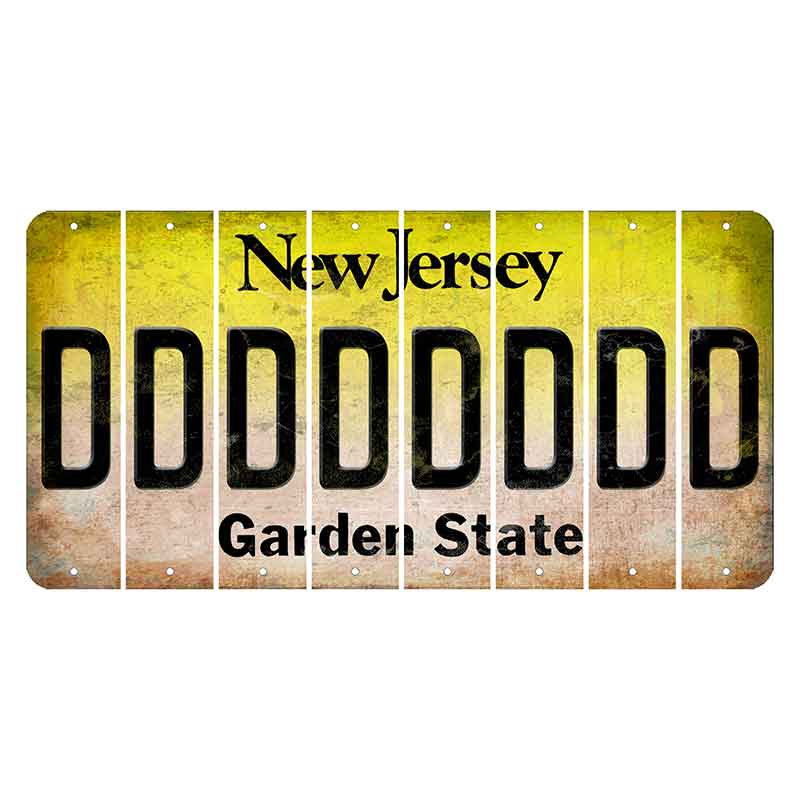 New Jersey Yellow Garden State Cut License Plate Strips (Set of 8) D