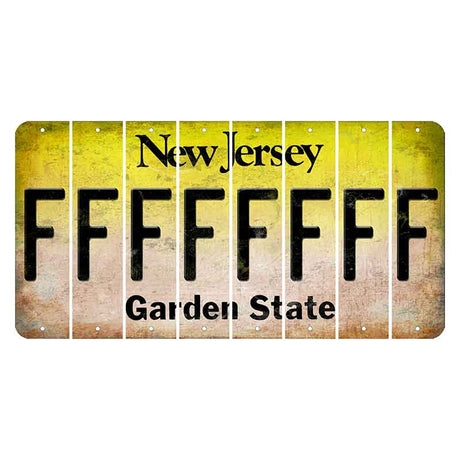 New Jersey Yellow Garden State Cut License Plate Strips (Set of 8) F