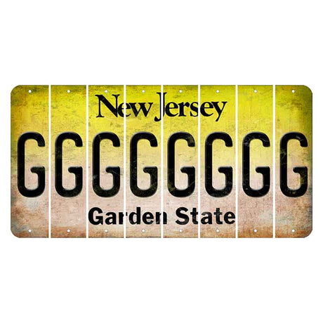 New Jersey Yellow Garden State Cut License Plate Strips (Set of 8) G