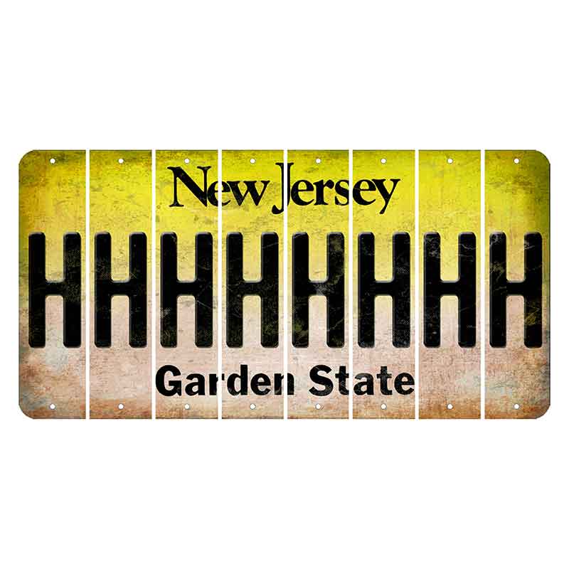 New Jersey Yellow Garden State Cut License Plate Strips (Set of 8) H