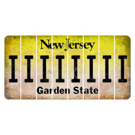 New Jersey Yellow Garden State Cut License Plate Strips (Set of 8) I