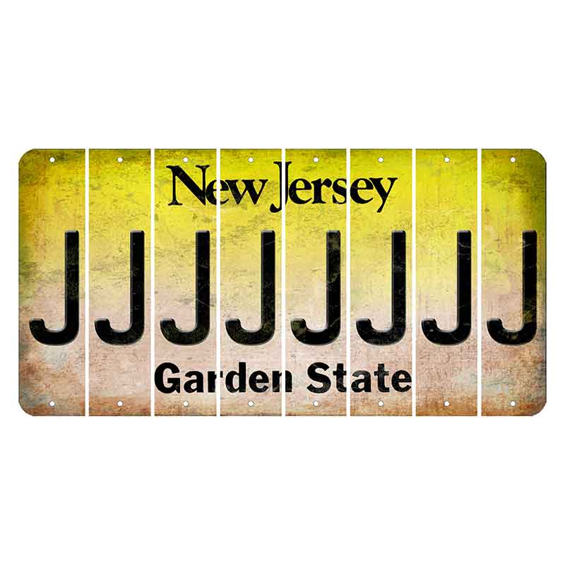 New Jersey Yellow Garden State Cut License Plate Strips (Set of 8) J